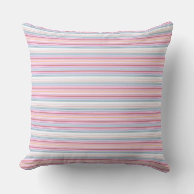 Coussin Jolies rayures blanches roses  (Recto)