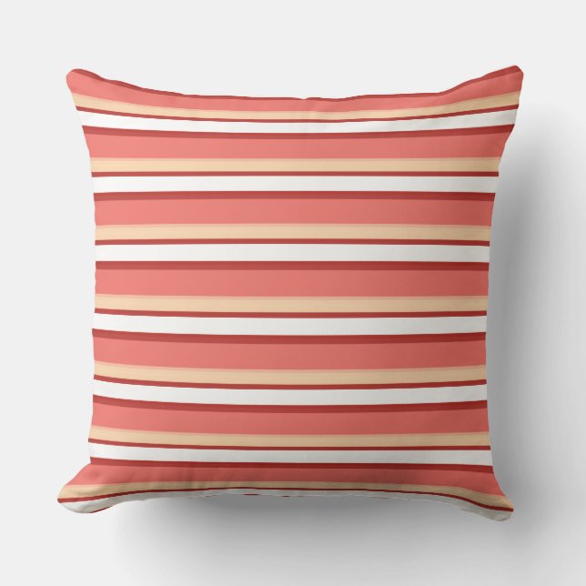 Coussin Jolies rayures blanches roses (Recto)