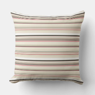 Coussin Jolies rayures blanches rouges vintage