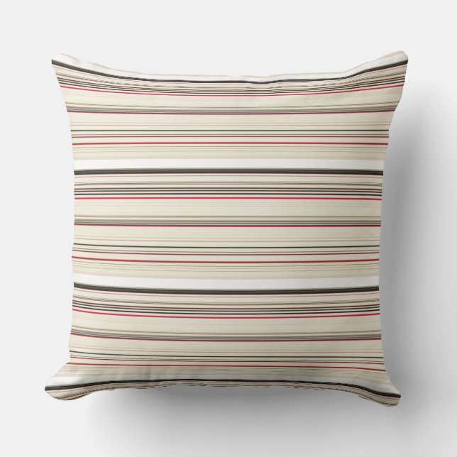 Coussin Jolies rayures blanches rouges vintage (Recto)