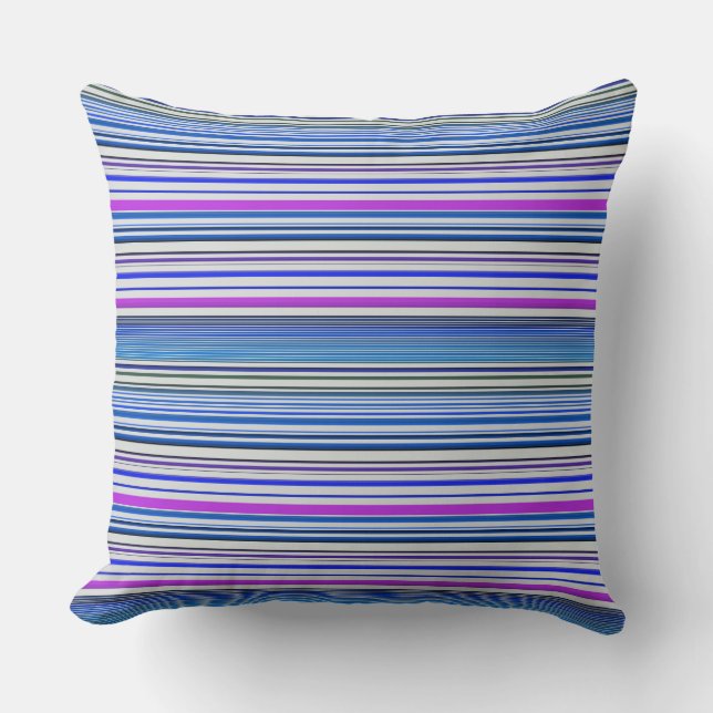 Coussin Jolies rayures bleu violet (Recto)
