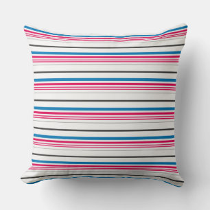 Coussin Jolies rayures bleues blanches
