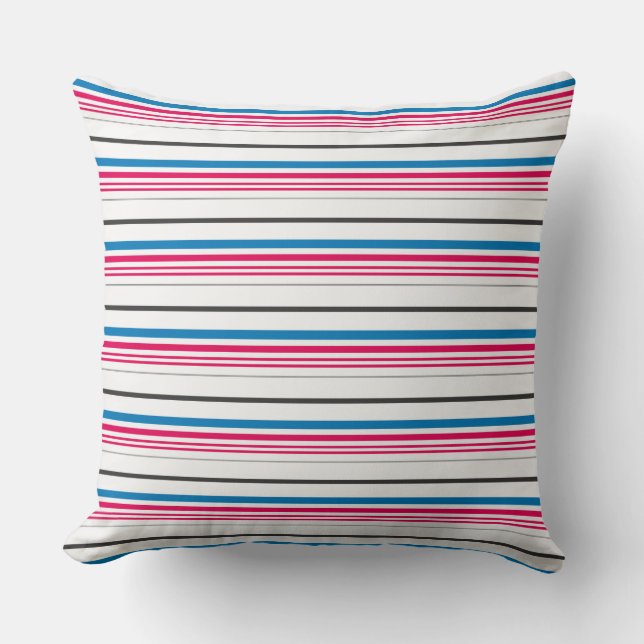 Coussin Jolies rayures bleues blanches (Recto)