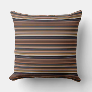 Coussin Jolies rayures bleues marron