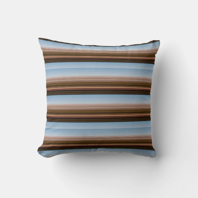 Coussin Jolies rayures bleues marron vintage (Recto)