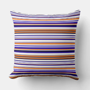 Coussin Jolies rayures bleues orange