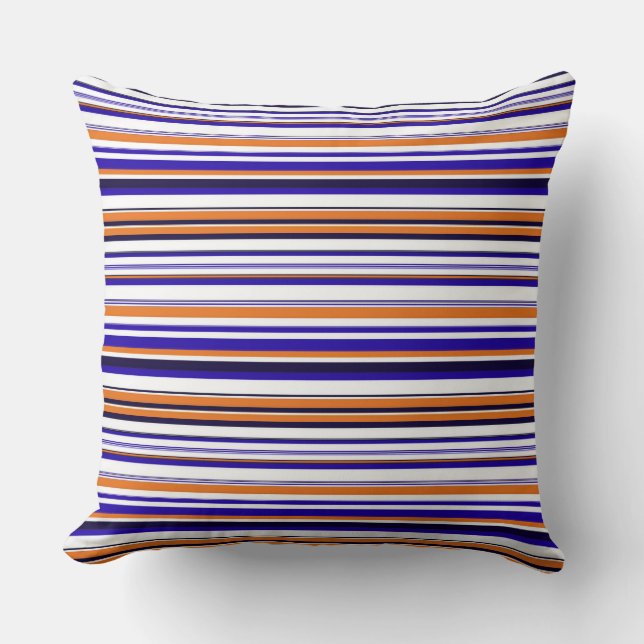 Coussin Jolies rayures bleues orange (Recto)
