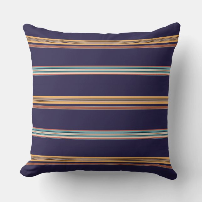 Coussin Jolies rayures bleues rétro (Recto)
