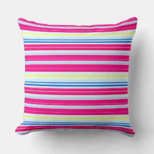 Coussin Jolies rayures bleues roses