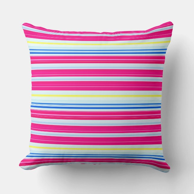 Coussin Jolies rayures bleues roses (Recto)