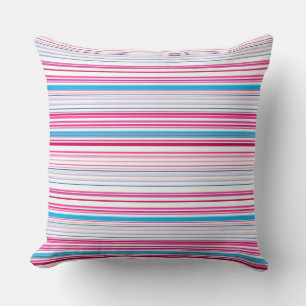 Coussin Jolies rayures bleues roses