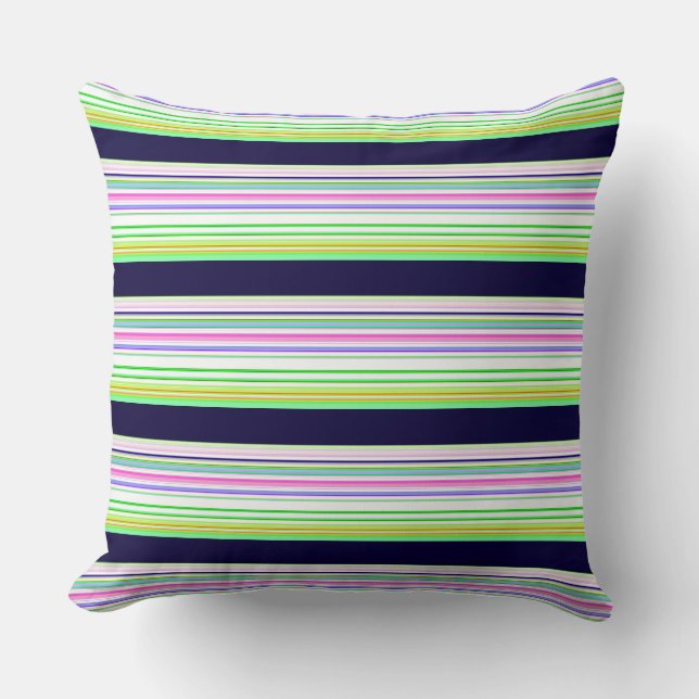 Coussin Jolies rayures colorées bleues (Recto)
