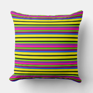 Coussin Jolies rayures colorées jaunes