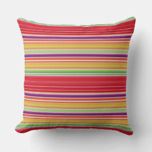 Coussin Jolies rayures colorées rouges