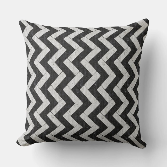 Coussin Jolies rayures de marbre noir et blanc (Recto)