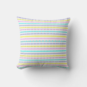 Coussin Jolies rayures géométriques pastel