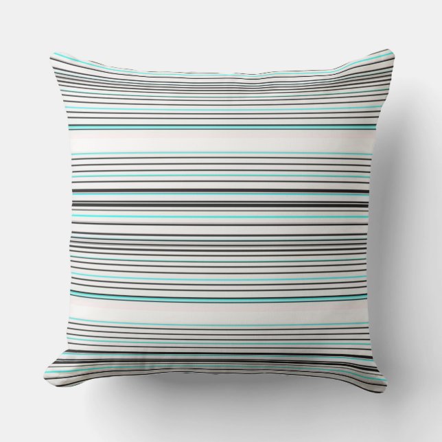 Coussin Jolies rayures grises aqua (Recto)
