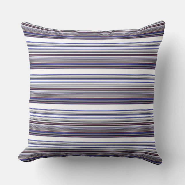 Coussin Jolies rayures grises bleues modernes (Recto)