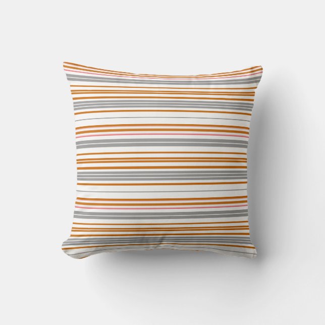 Coussin Jolies rayures grises marron (Recto)