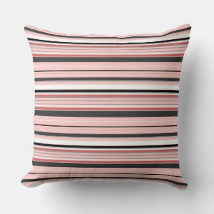Coussin Jolies rayures grises roses