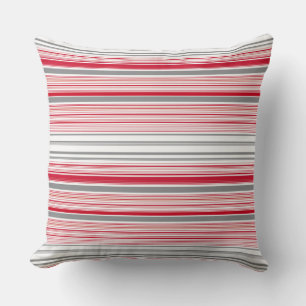 Coussin Jolies rayures grises rouges