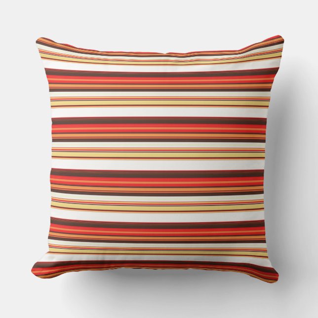Coussin Jolies rayures marron rouge (Recto)