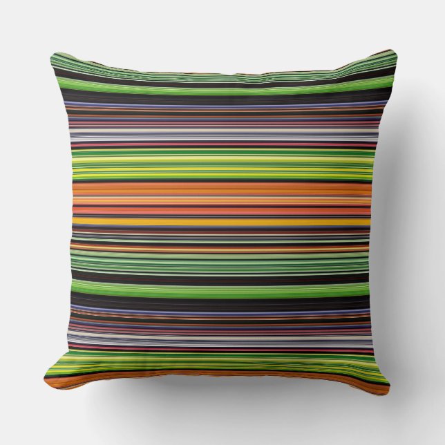Coussin Jolies rayures noires colorées (Recto)