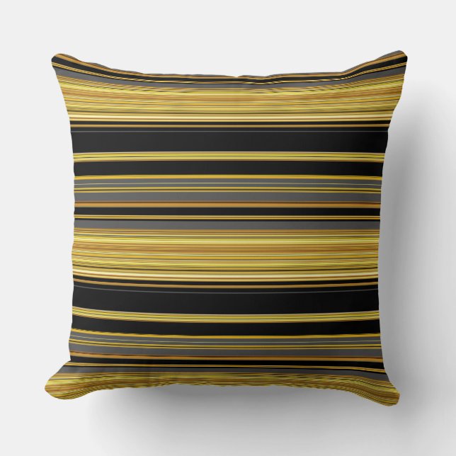 Coussin Jolies rayures noires dorées (Recto)