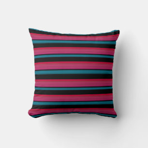 Coussin Jolies rayures noires roses