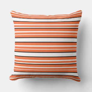 Coussin Jolies rayures orange blanc