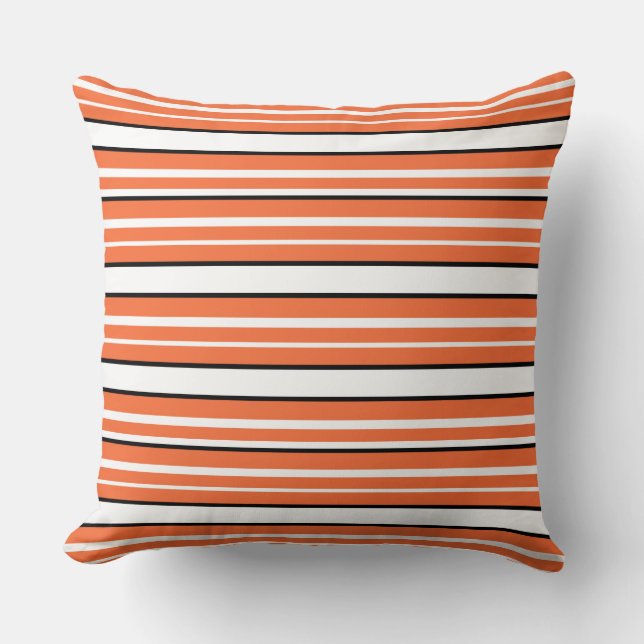 Coussin Jolies rayures orange blanc (Recto)