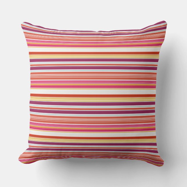 Coussin Jolies rayures roses marron (Recto)