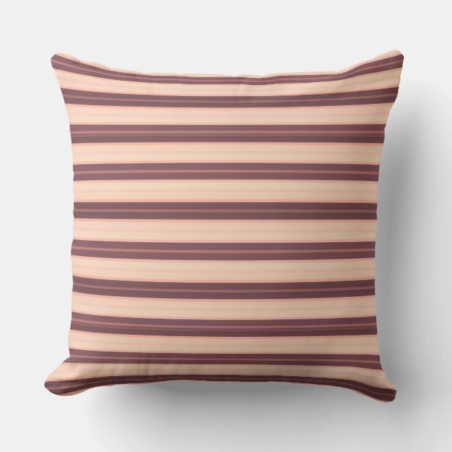 Coussin Jolies rayures roses marron (Recto)