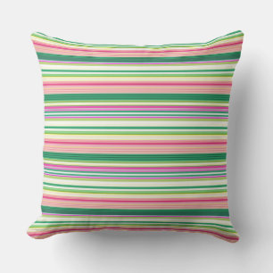Coussin Jolies rayures roses vertes