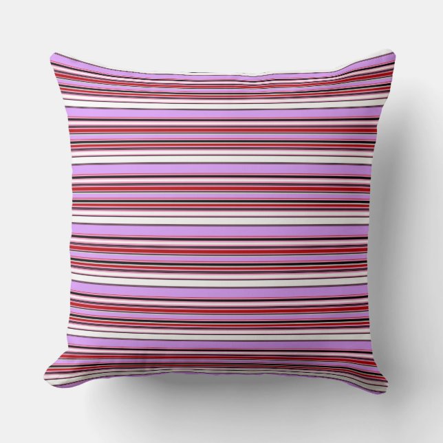 Coussin Jolies rayures rouge violet (Recto)