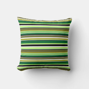 Coussin Jolies rayures vertes blanches