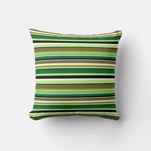 Coussin Jolies rayures vertes blanches (Recto)