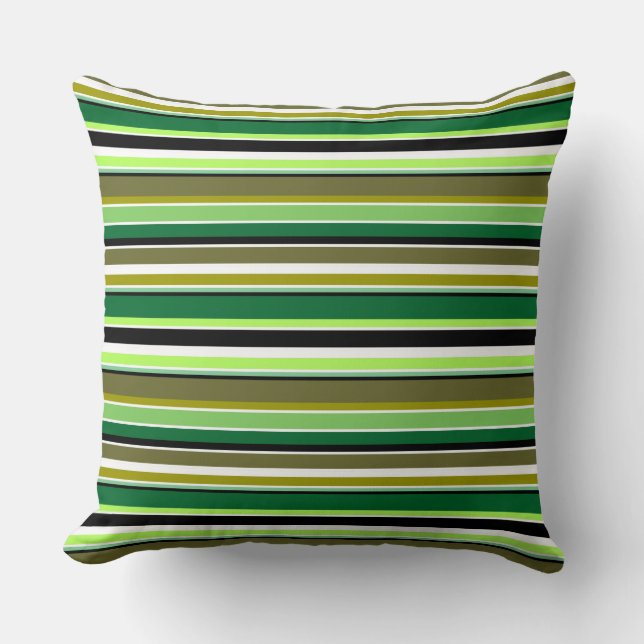 Coussin Jolies rayures vertes et blanches (Recto)