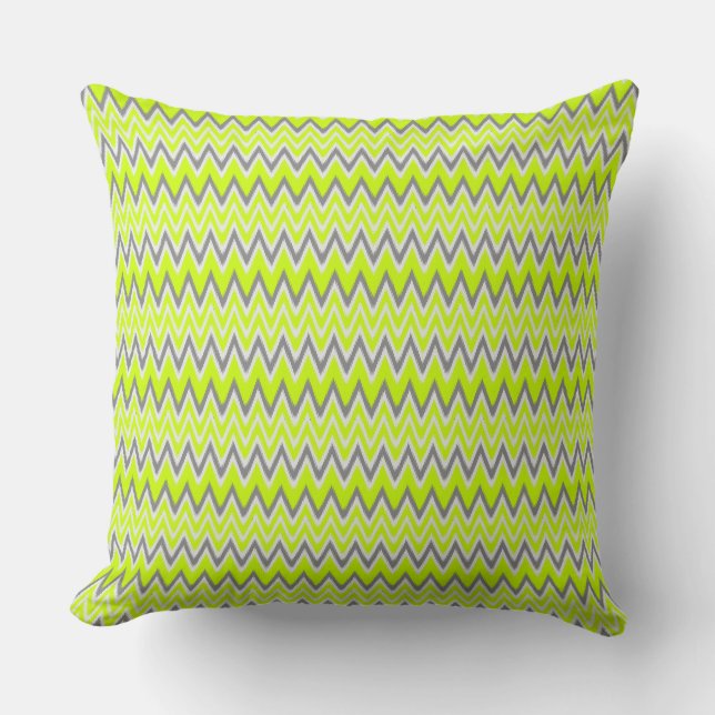 Coussin Jolies rayures zigzag gris vert clair (Recto)