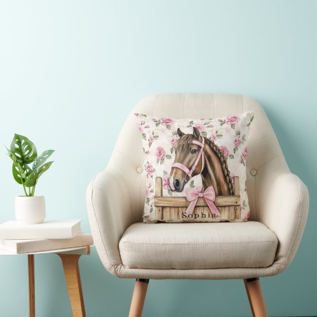 Coussin Jolies Roses Roses Cheval Noël (Chaise)