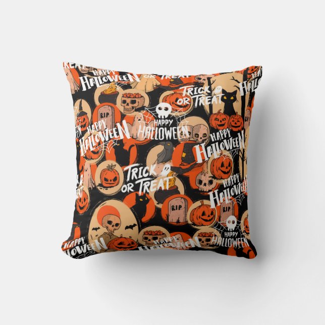 Coussin  Jolies vibrations effrayantes d'Halloween effraya (Recto)