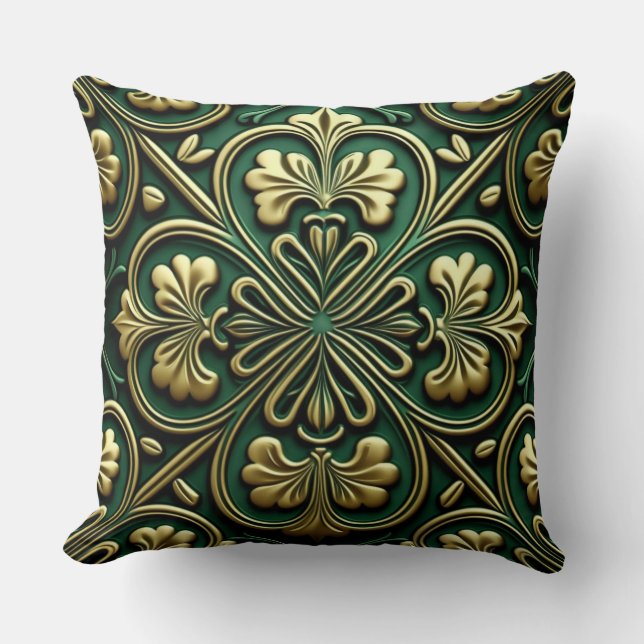 COUSSIN JOLIMENT VERT & GOLD IRISH CELTIC KNOTS (Recto)