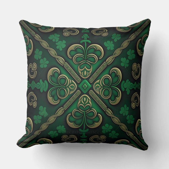 COUSSIN JOLIMENT VERT & GOLD IRISH CELTIC KNOTS (Recto)