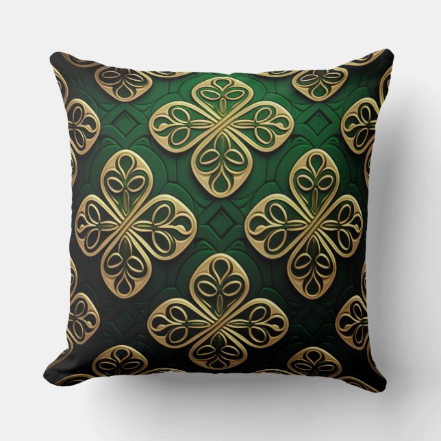 COUSSIN JOLIMENT VERT & GOLD IRISH CELTIC KNOTS (Recto)