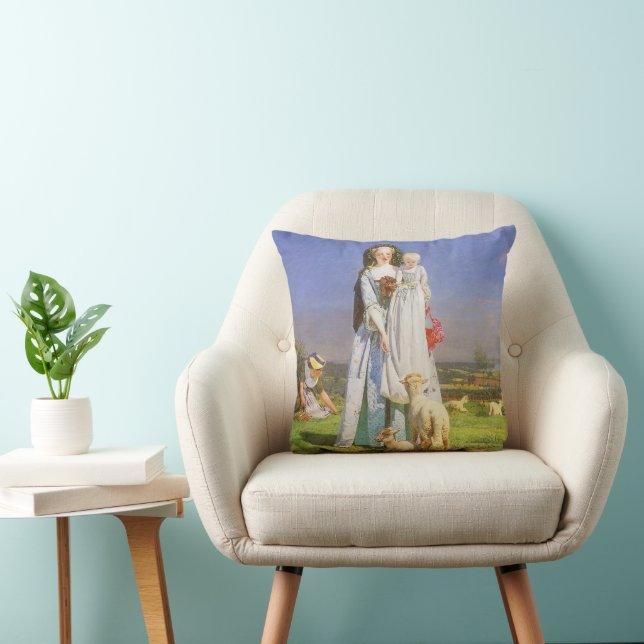 Coussin Jolis agneaux bêlants par Ford Madox Brown (Chaise)