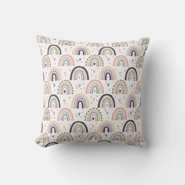 Coussin Jolis arcs-en-ciel pastel  (Recto)