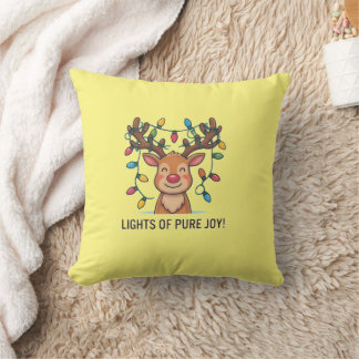 Coussin Jolis éclairages de Noël de rennes Kawaii de pure