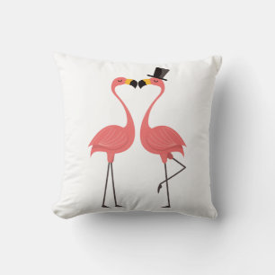 Coussin Jolis Flamants Roses Amour Plage De Mariage Tropic