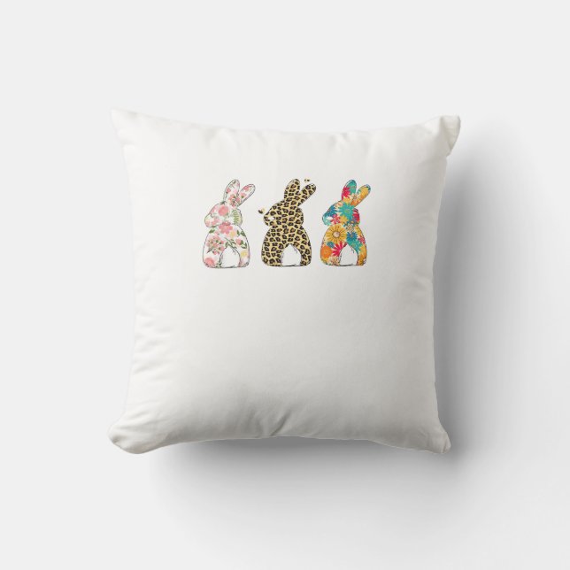 Coussin Jolis lapins de Pâques Léopard Bunny et Flower Bun (Recto)
