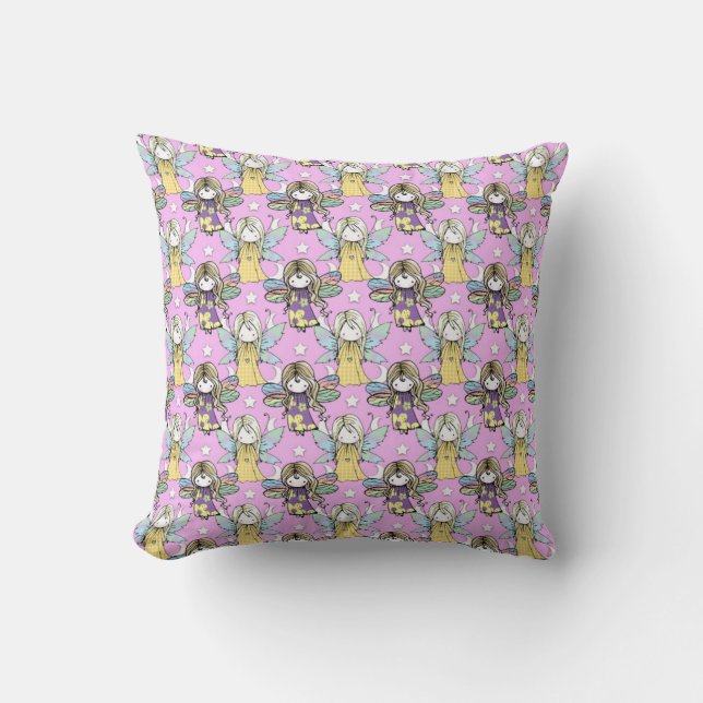 Coussin Jolis motifs de fées et d'étoiles et de lunes (Recto)